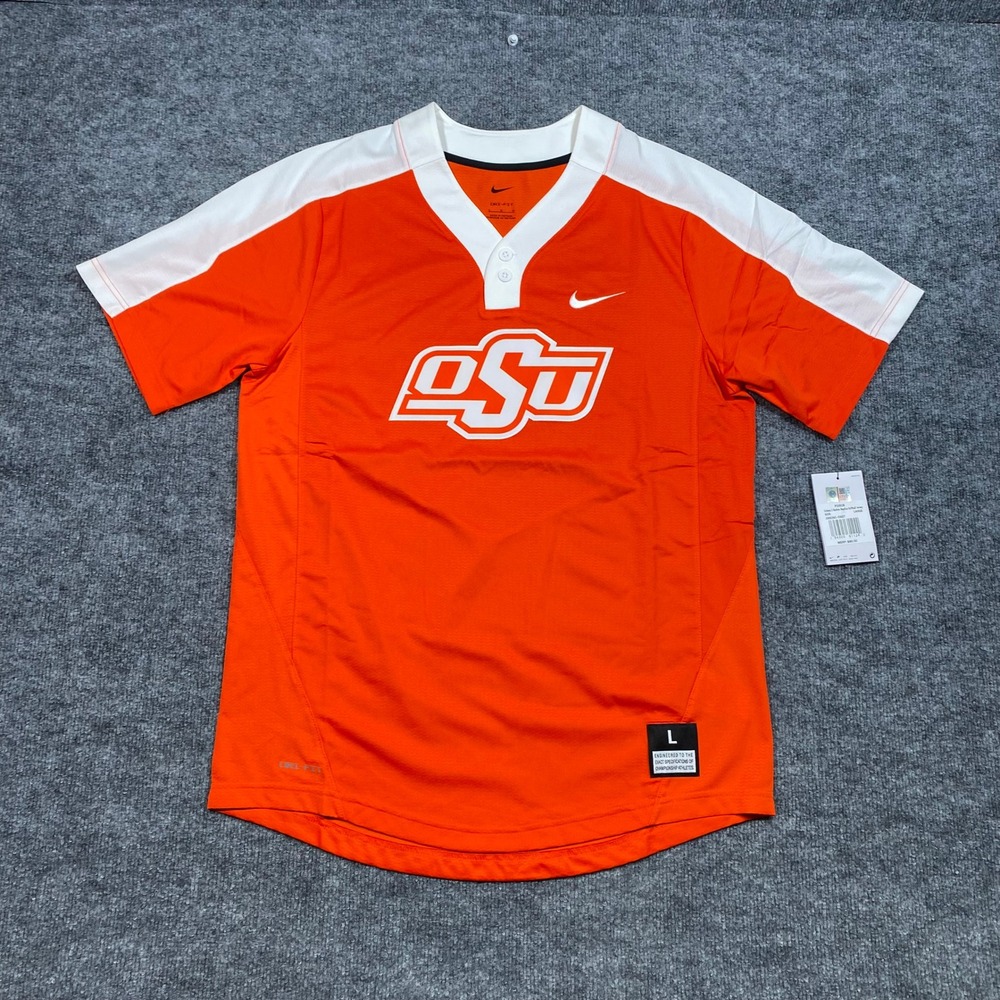 Nike Oklahoma State OSU Cowboys Mens 2 Button Replica Softball Jersey Orange L
